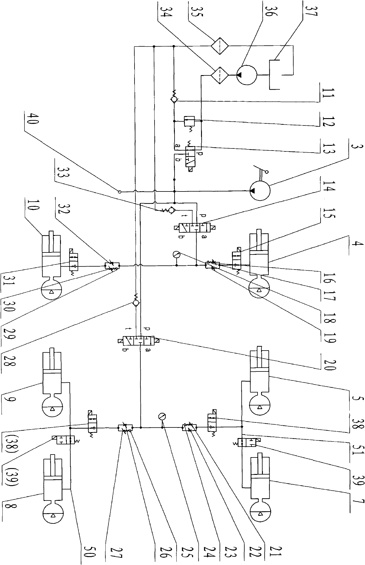 Car posture adjusting system of oil-gas suspension