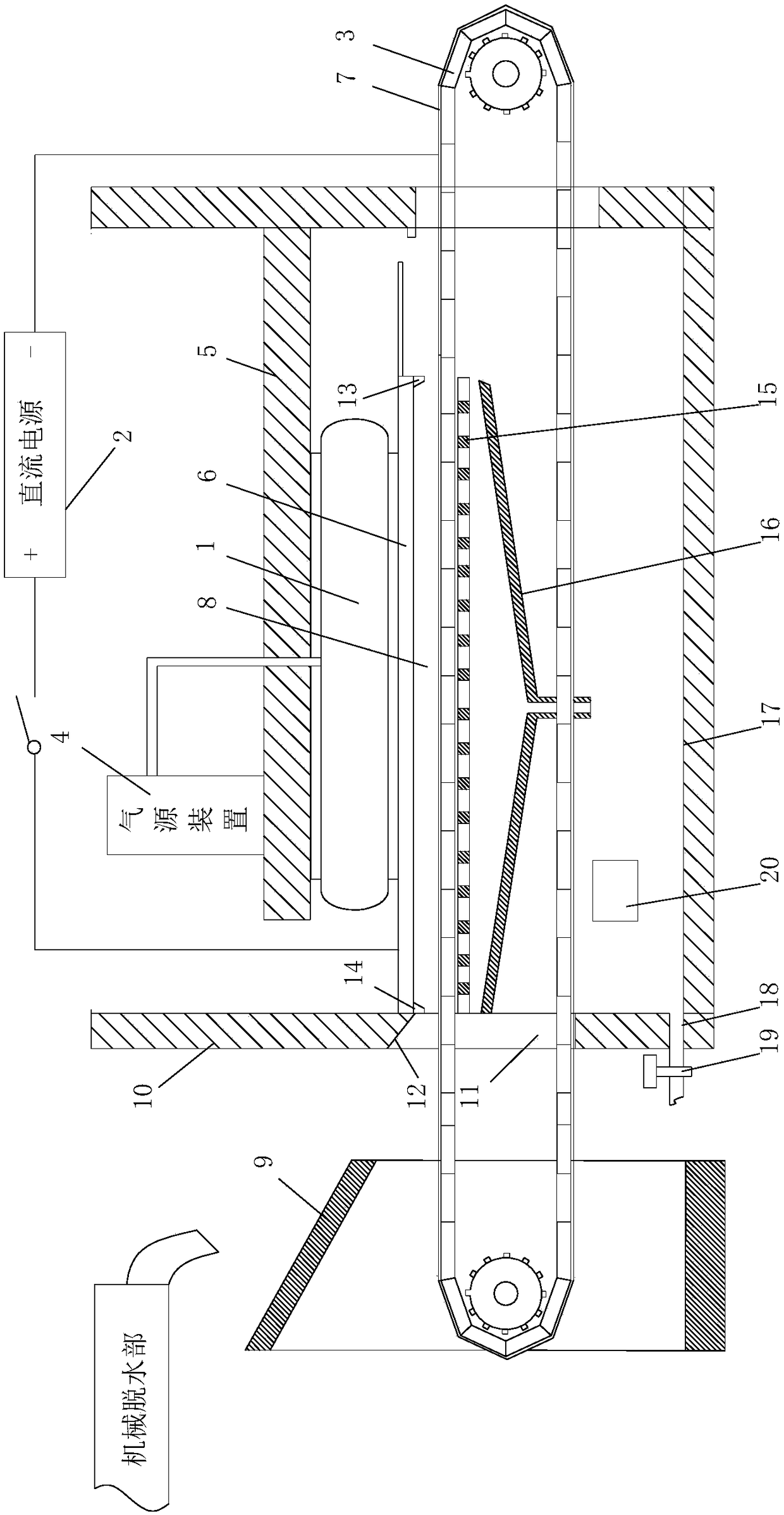 Electroosmosis sludge treatment device