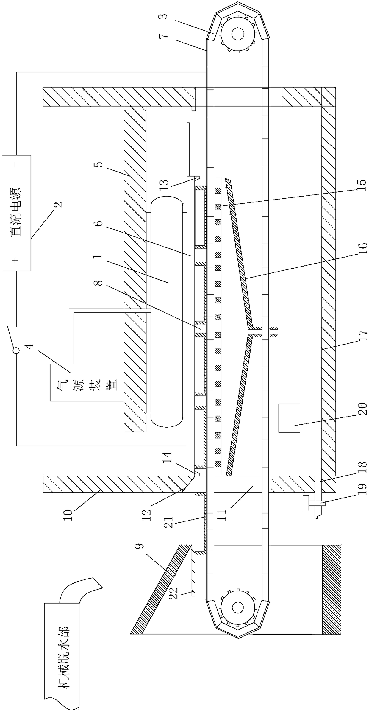 Electroosmosis sludge treatment device