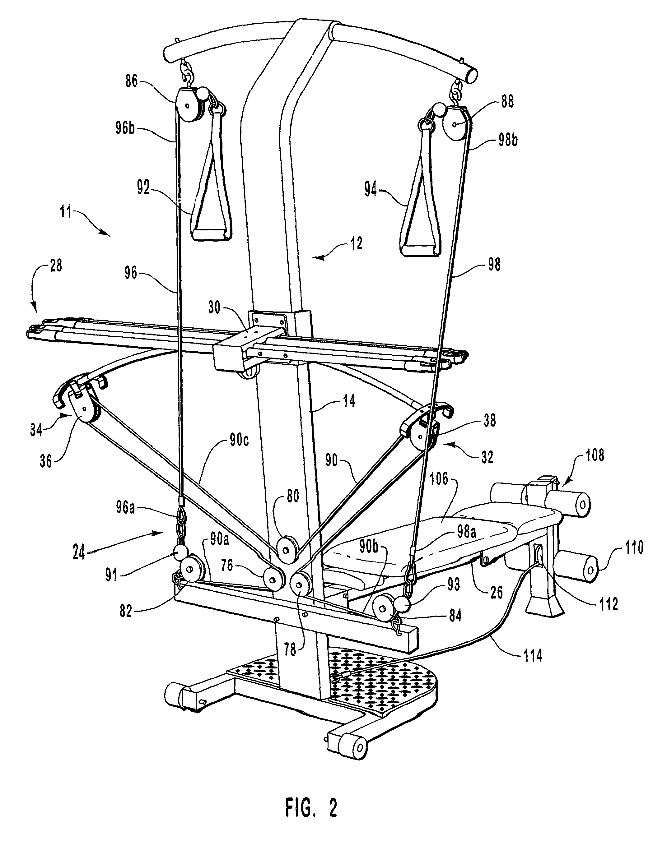 Exercise device with centrally mounted resistance rod