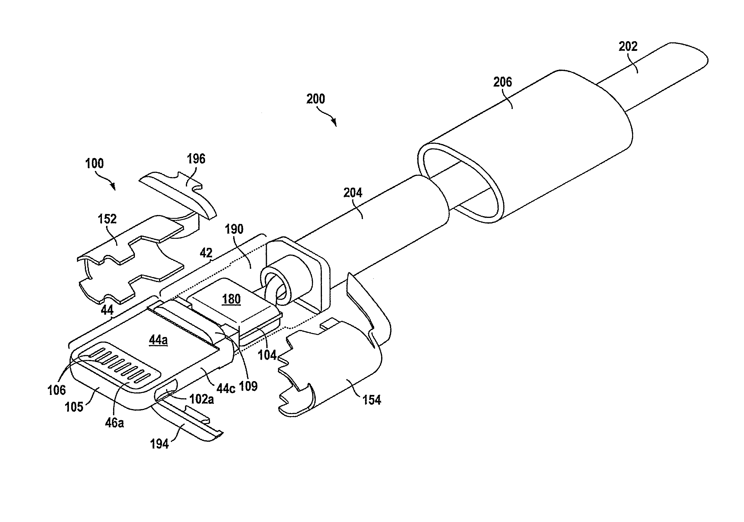 Assembly of a cable