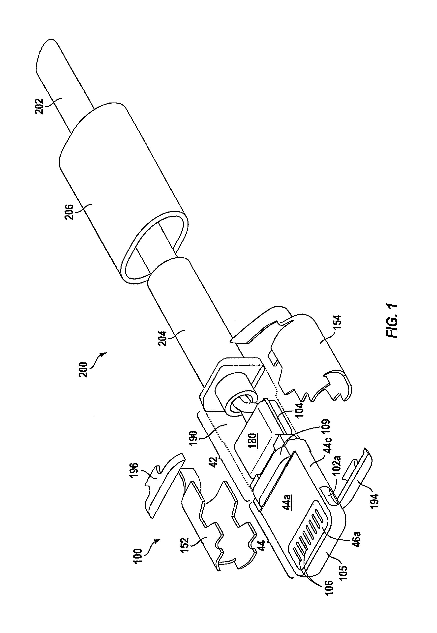 Assembly of a cable