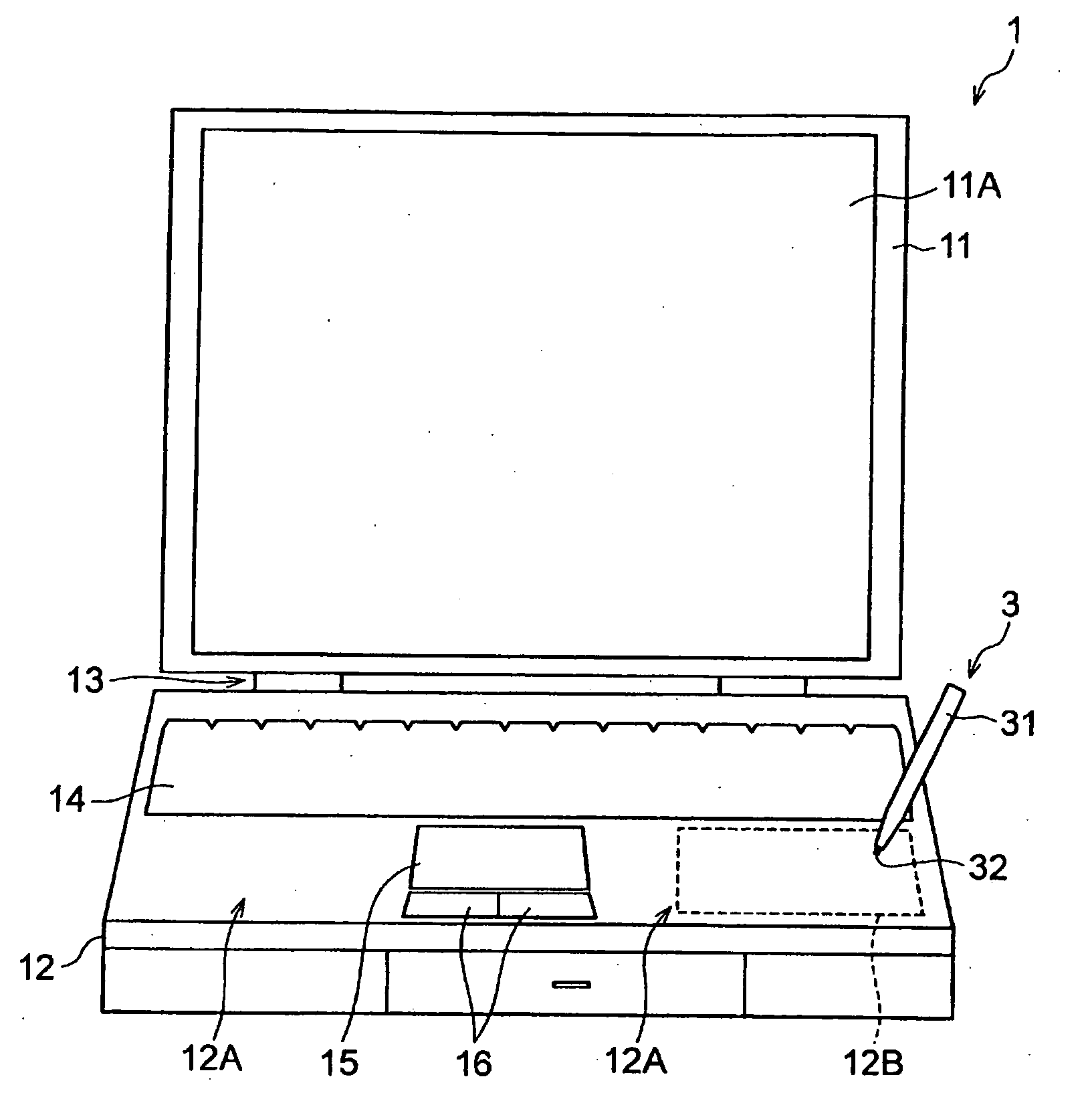 Notebook-sized computer and input system of notebook-sized computer