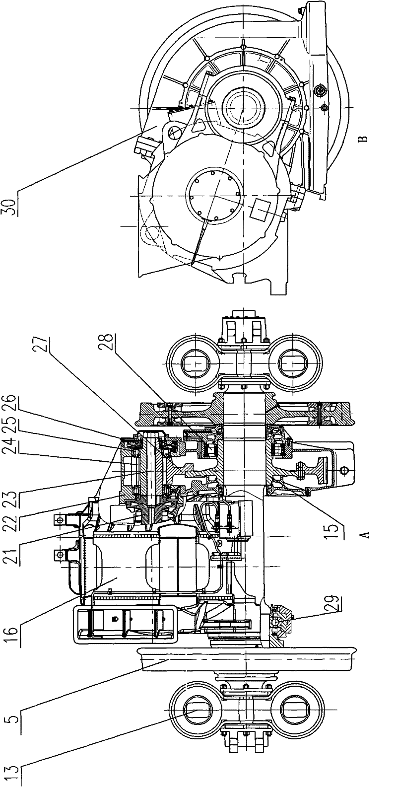 Co bogie for high-adherence heavy-load freight locomotive