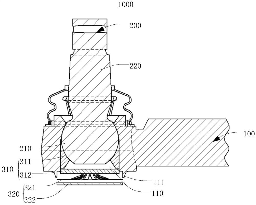 Steering tie rod ball joint structure and steering tie rod assembly