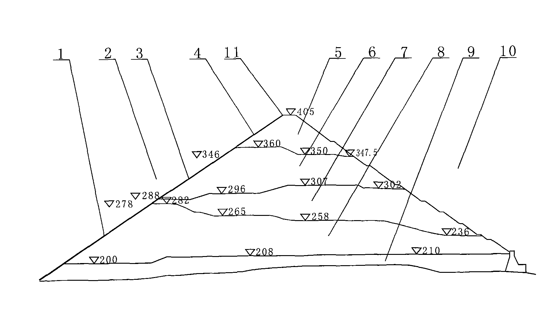 High concrete slab rock-fill dam dam-filling space-time pre-settlement control method