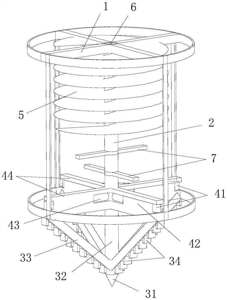 A cement-soil mixing pile head with anti-overflow and variable cross-section