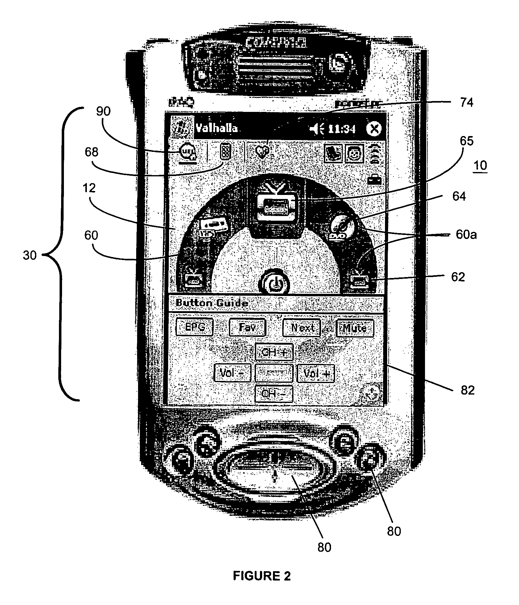 Hand held remote control device having an improved user interface