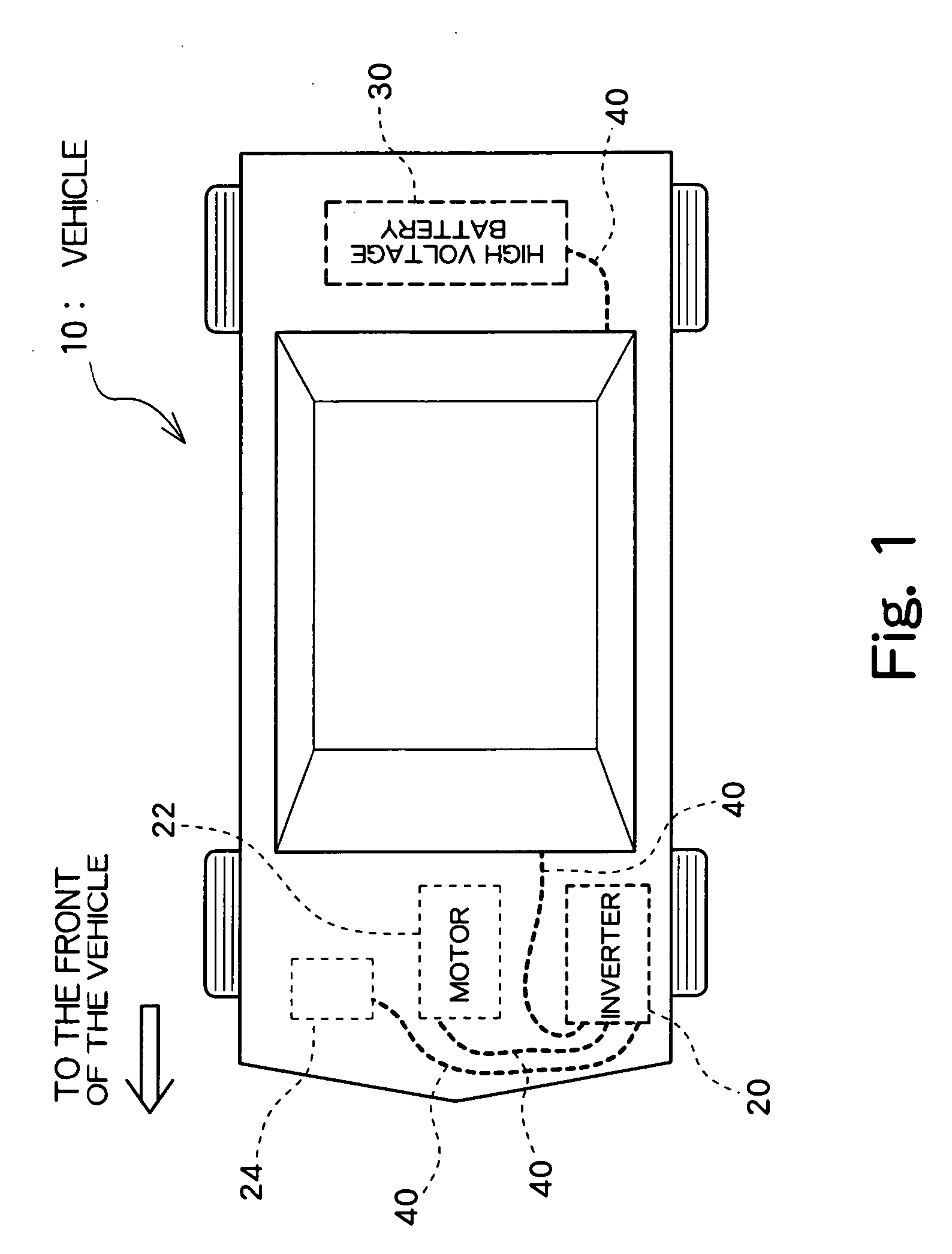 Vehicle with high voltage line