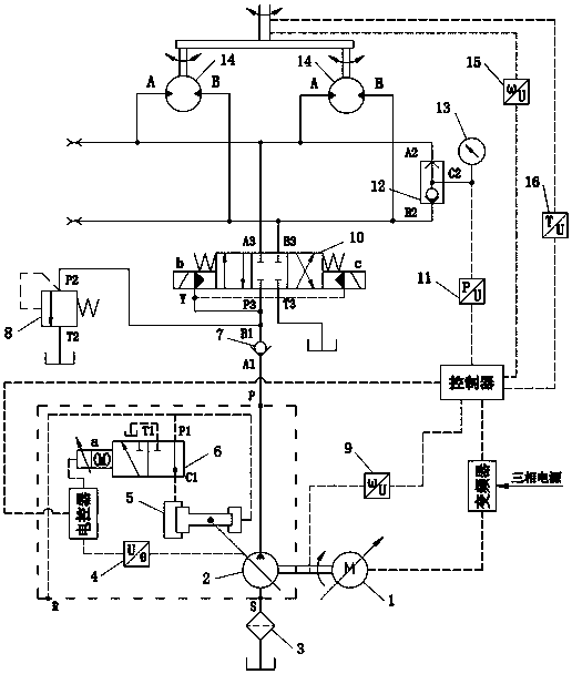 Shield knife disc hydraulic driving system and method in intelligent variable power control mode