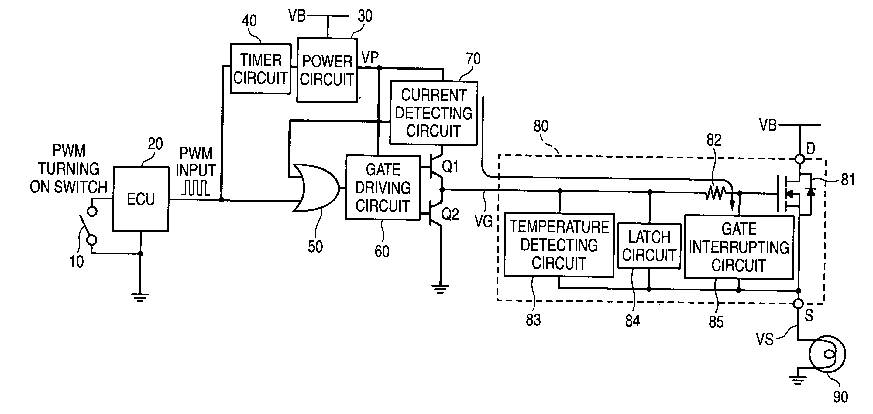 Control circuit of semiconductor device having over-heat protecting function