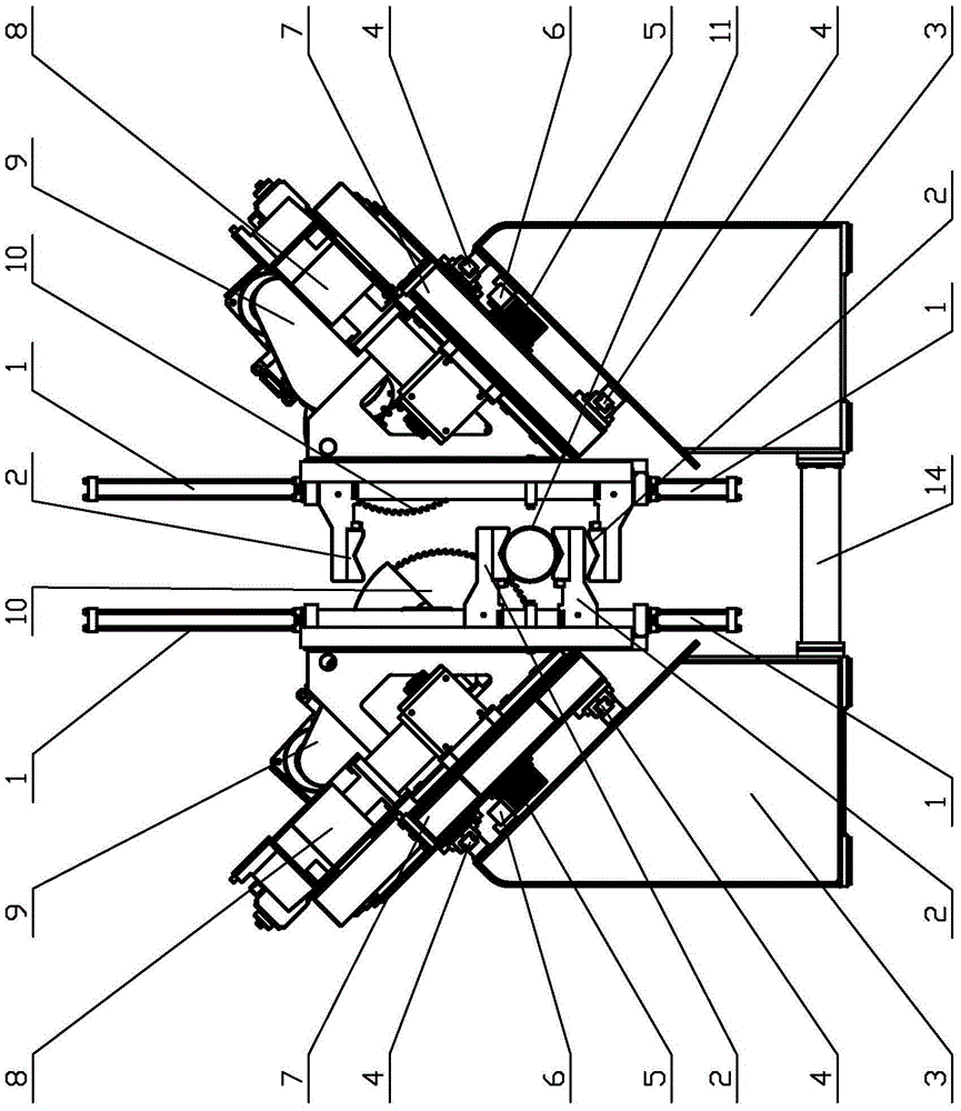 Double-vehicle type size-fixed flying saw machine