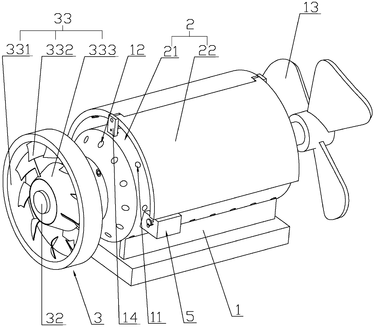 Three-phase asynchronous motor for explosion-proof fan