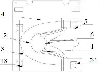 Three-dimensional mould with lifting degree for sewing shoes and boots and sewing method for pressing toe part on heel part