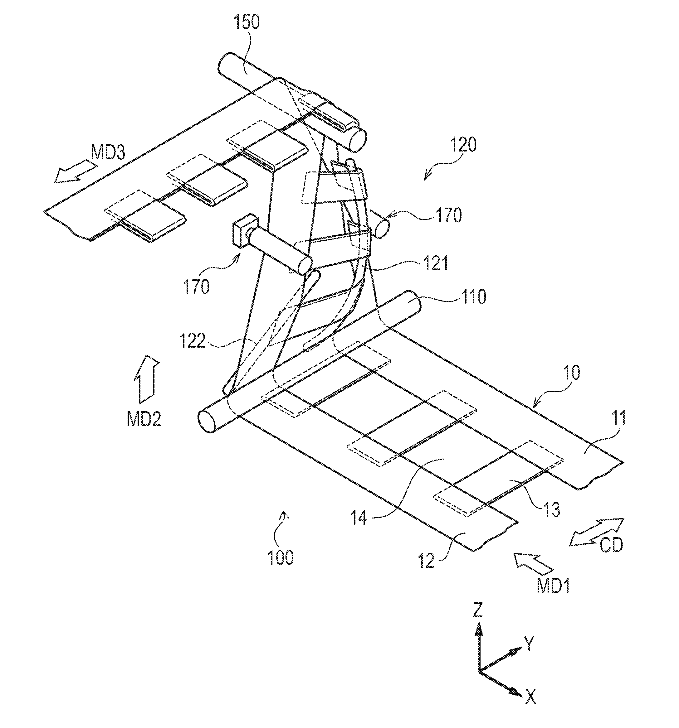 Continuous web processing device