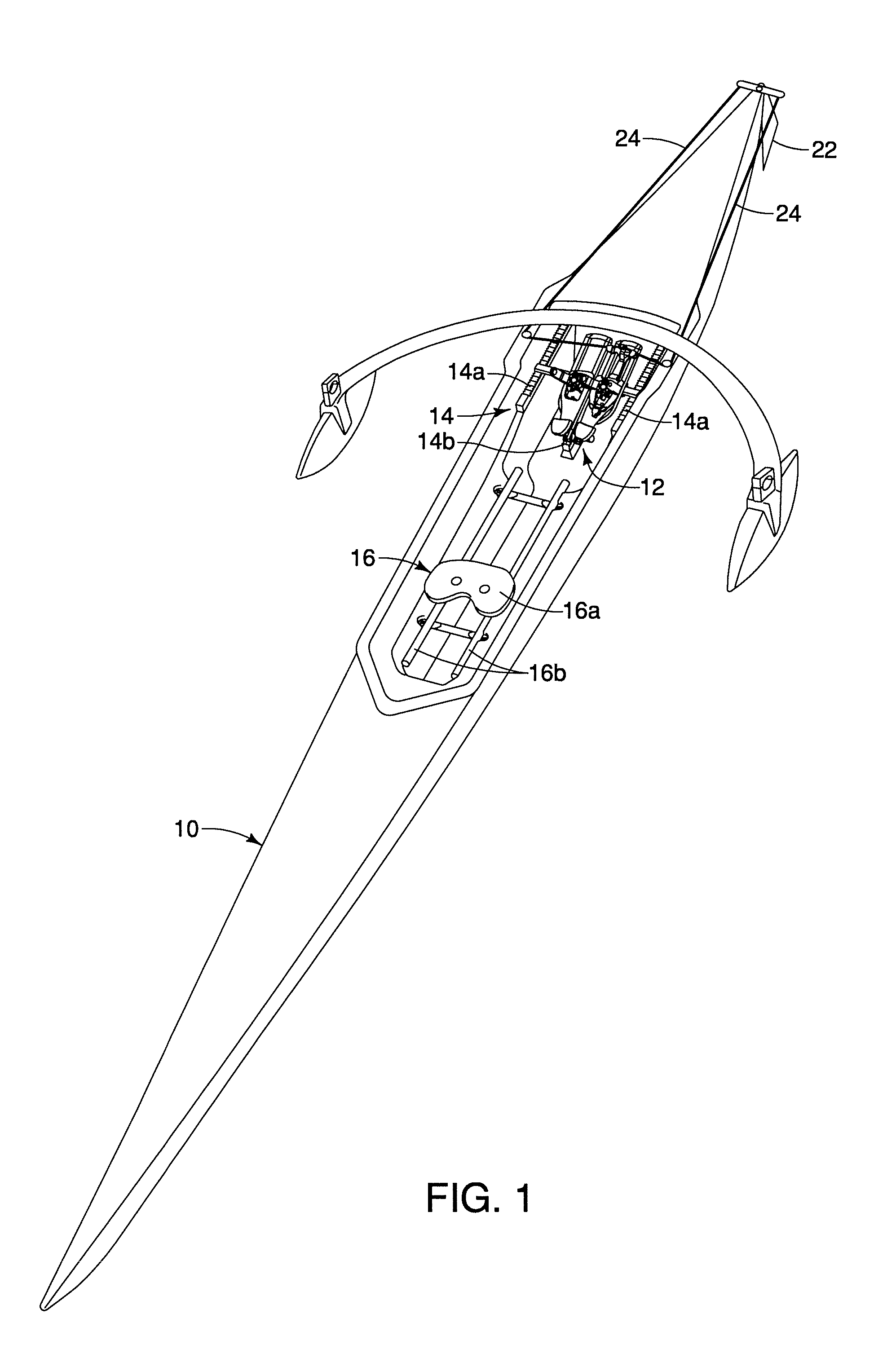 Rowing boat footrest assembly