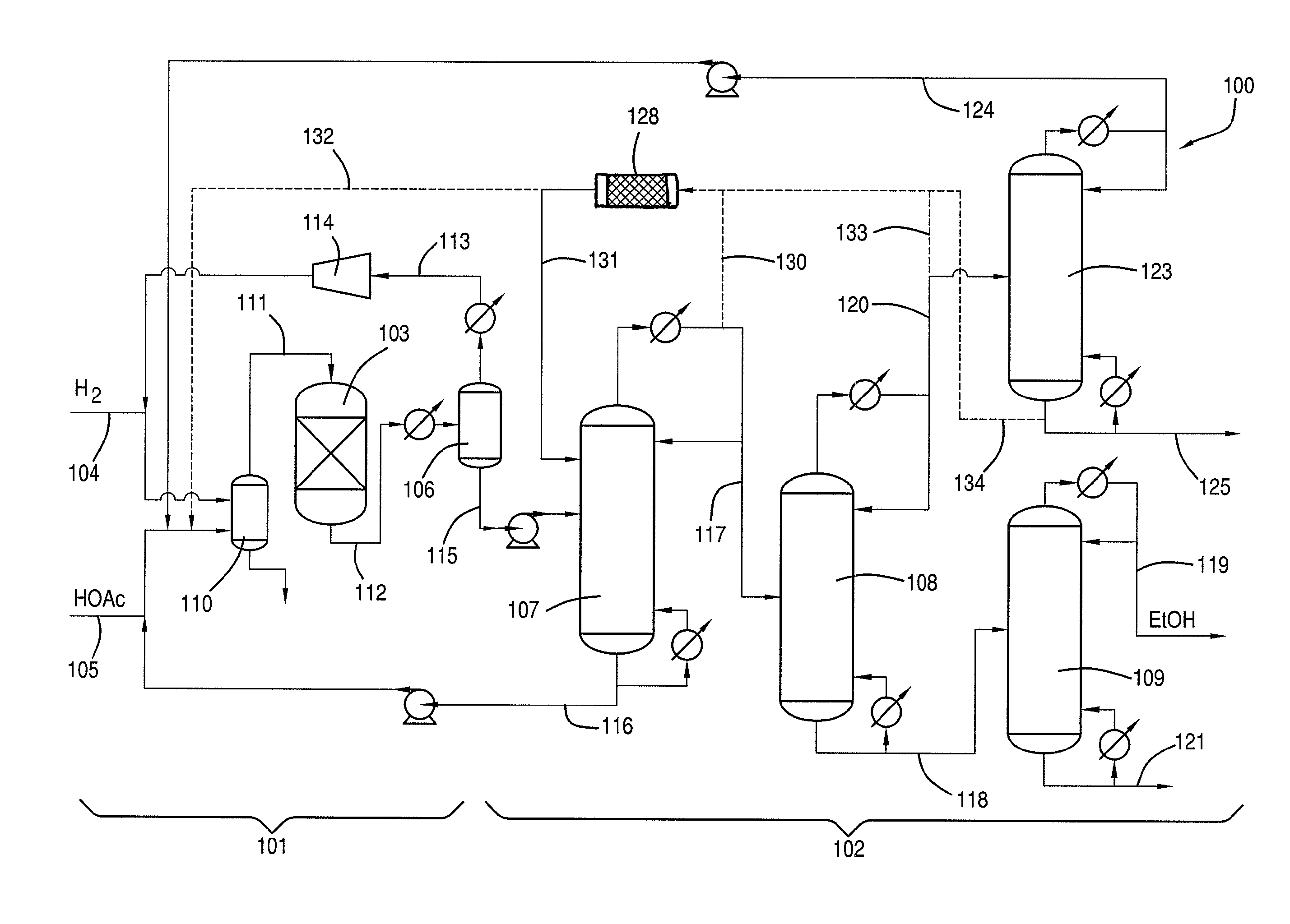 Hydrolysis of ethyl acetate in ethanol separation process