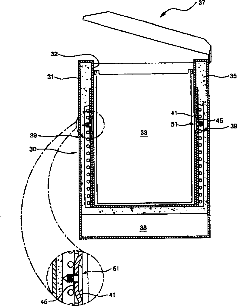 Thermal-insulating layer exhausting structure for refrigerator