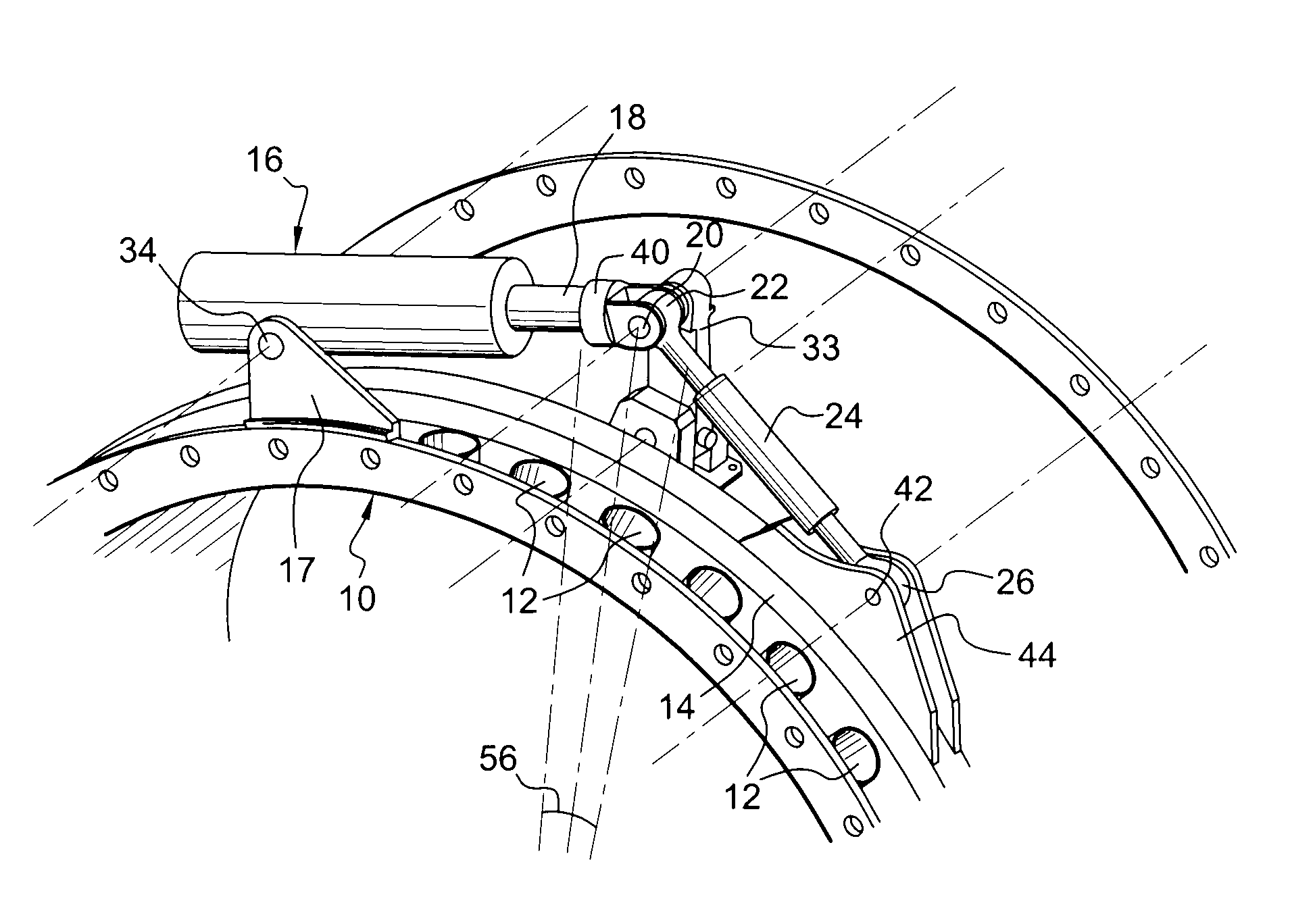 Control device of variable pitch vanes in a turbomachine