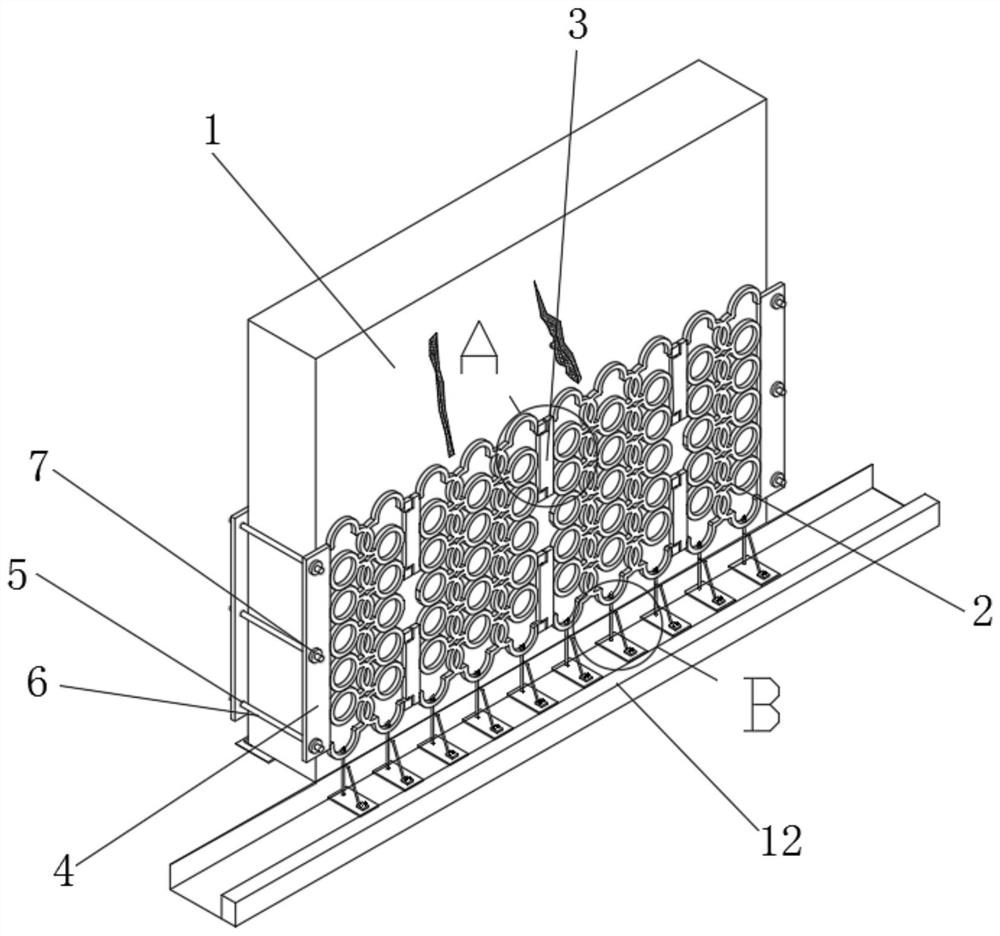 Reinforcing structure for ancient building rammed earth wall construction