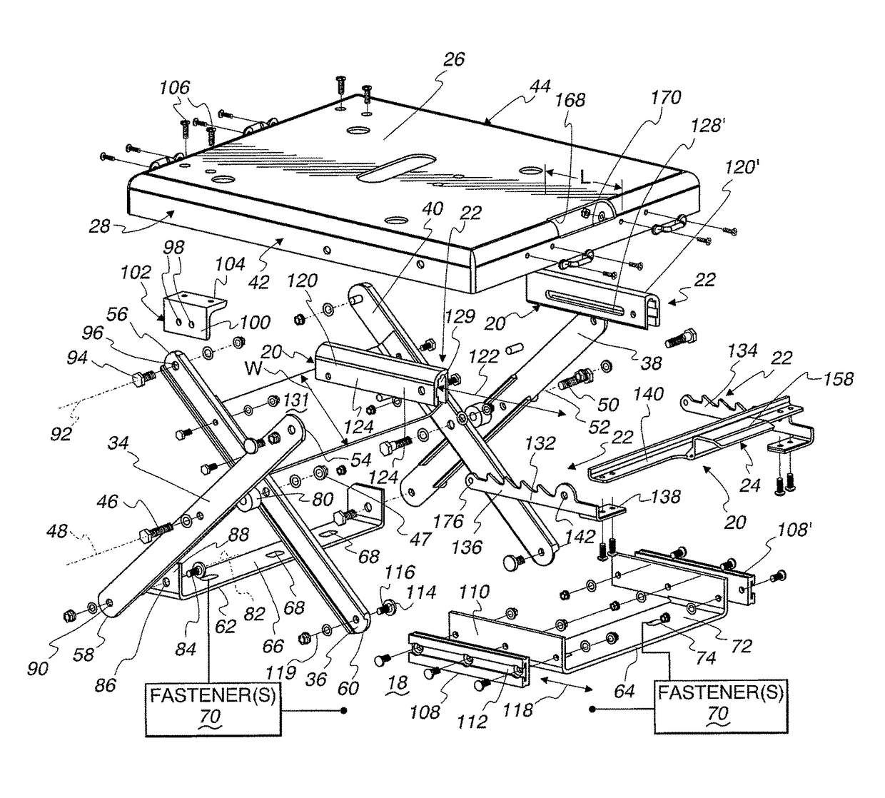 Variable height support