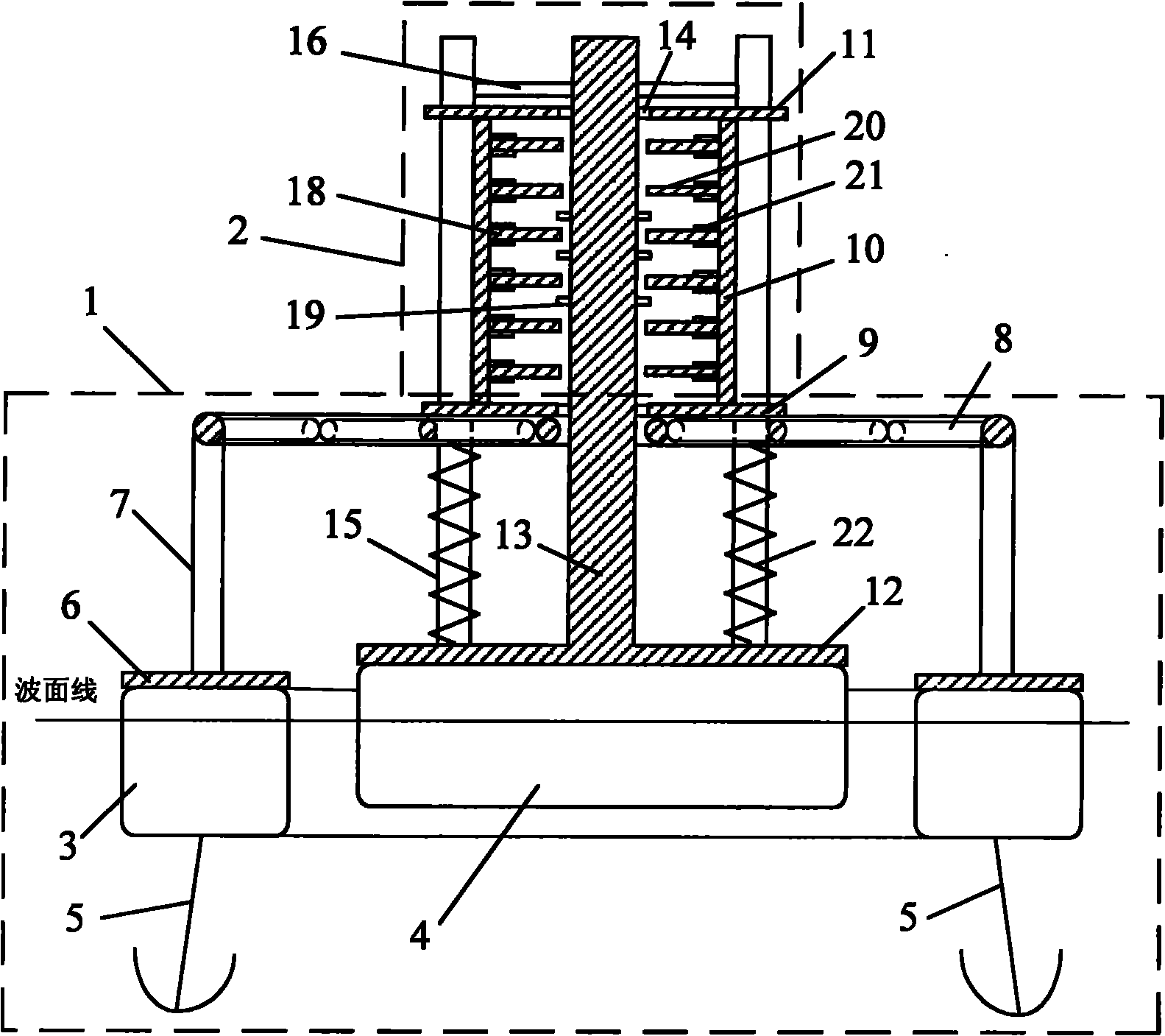 Wave power piezoelectric generating device