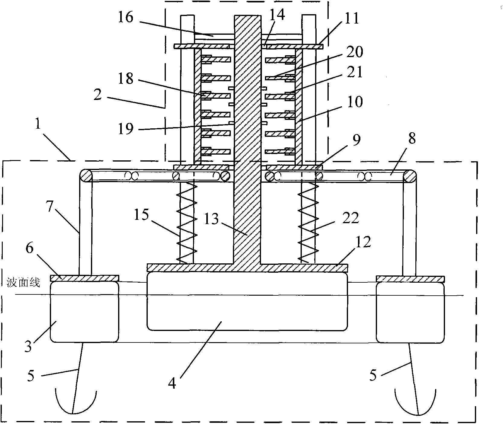 Wave power piezoelectric generating device