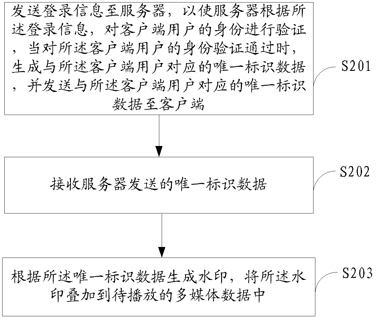 Watermark generation method, client side and server