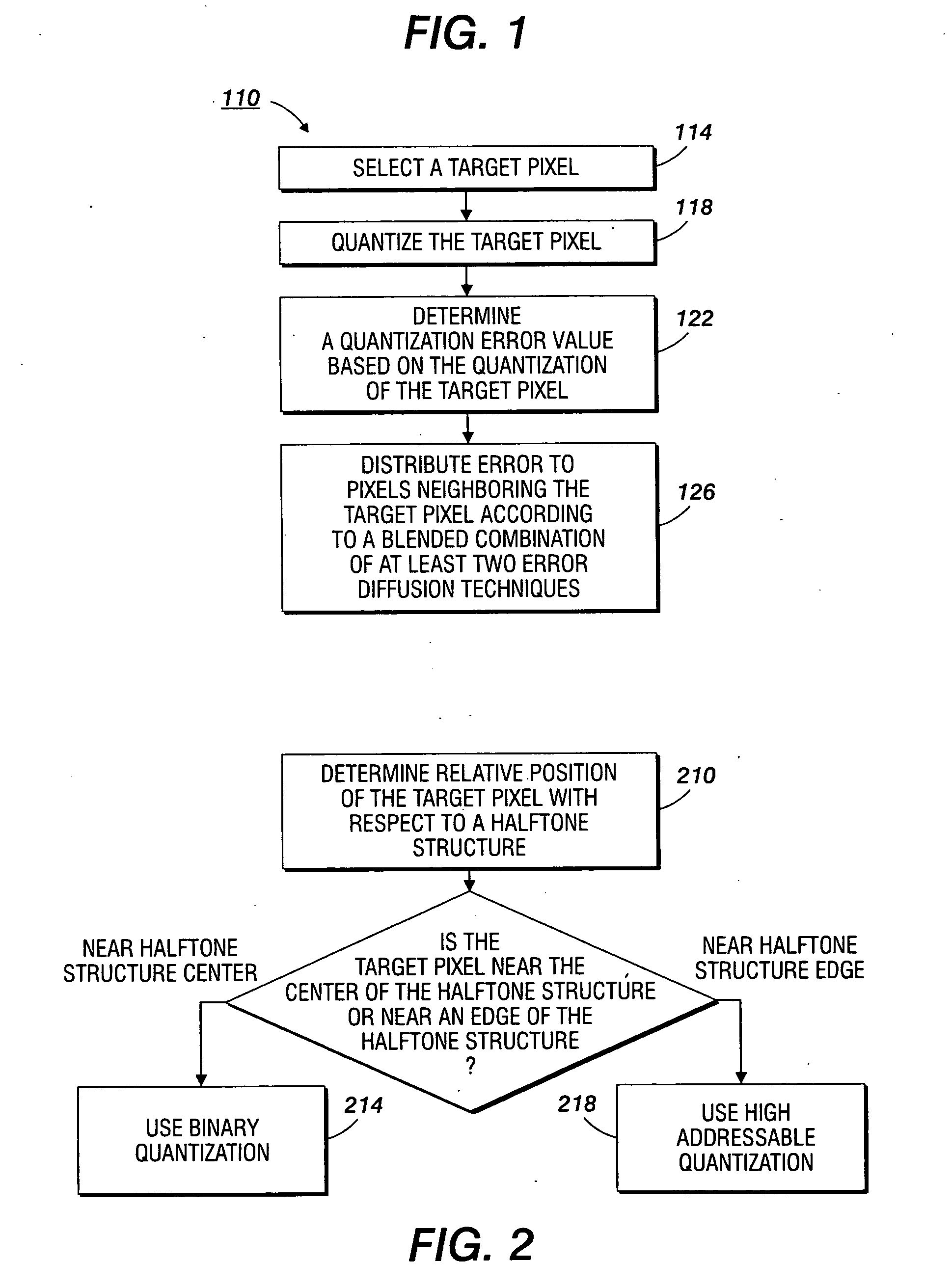 Blended error diffusion and adaptive quantization