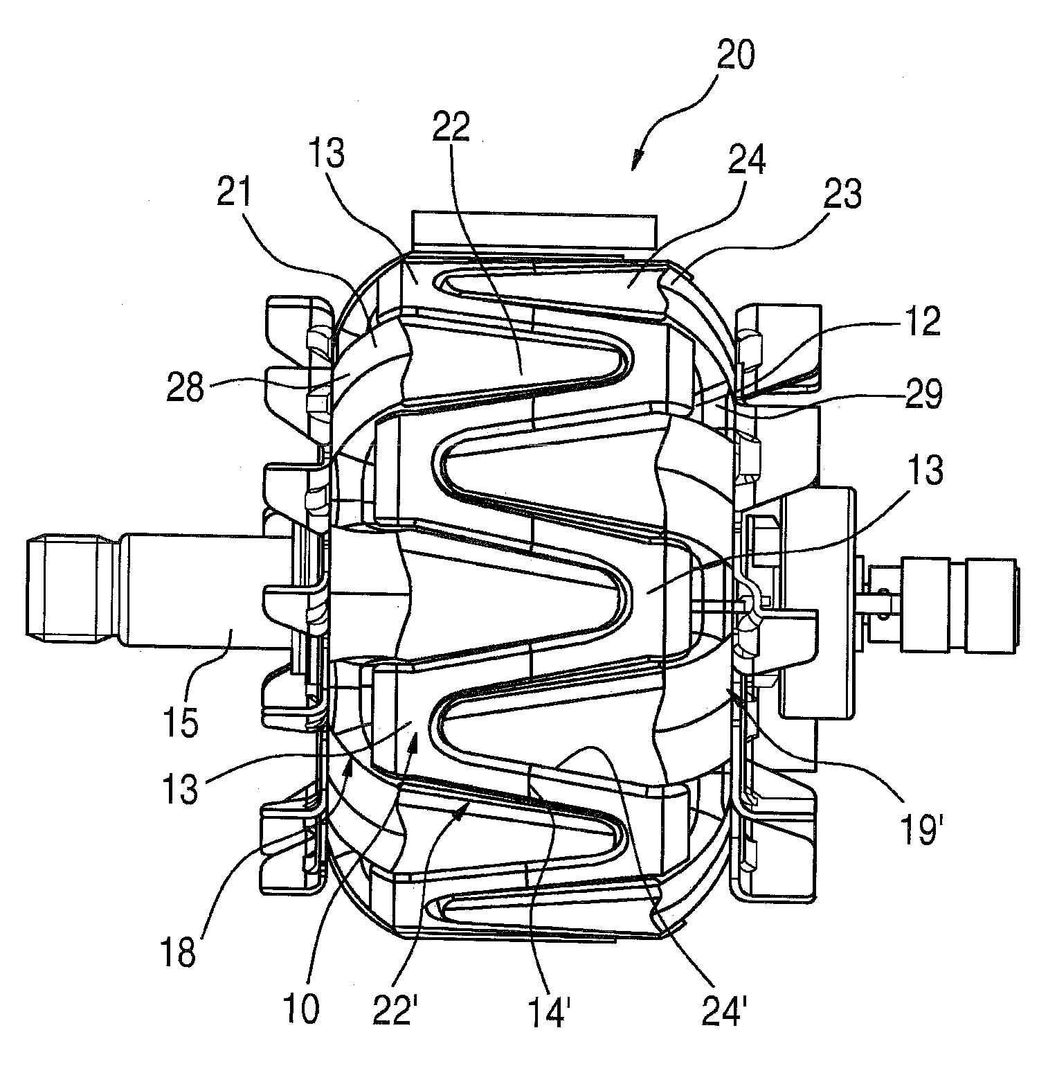 Claw pole generator and closure body for a claw pole generator