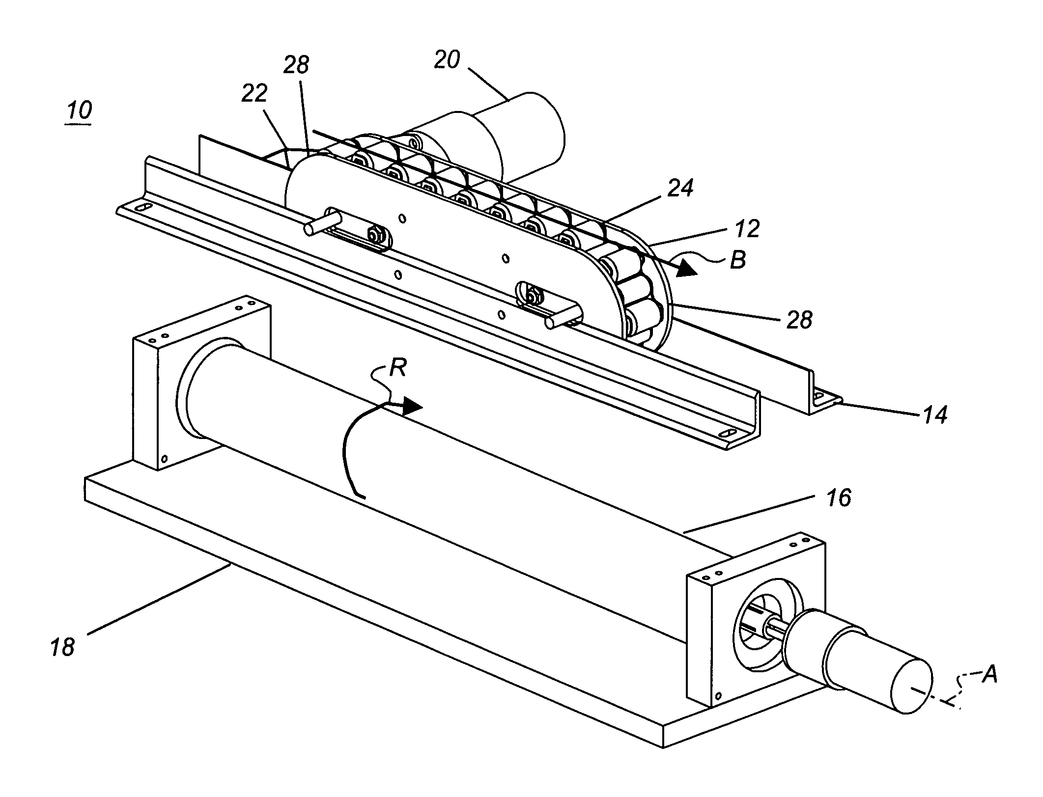 Roller chain for applying pressure