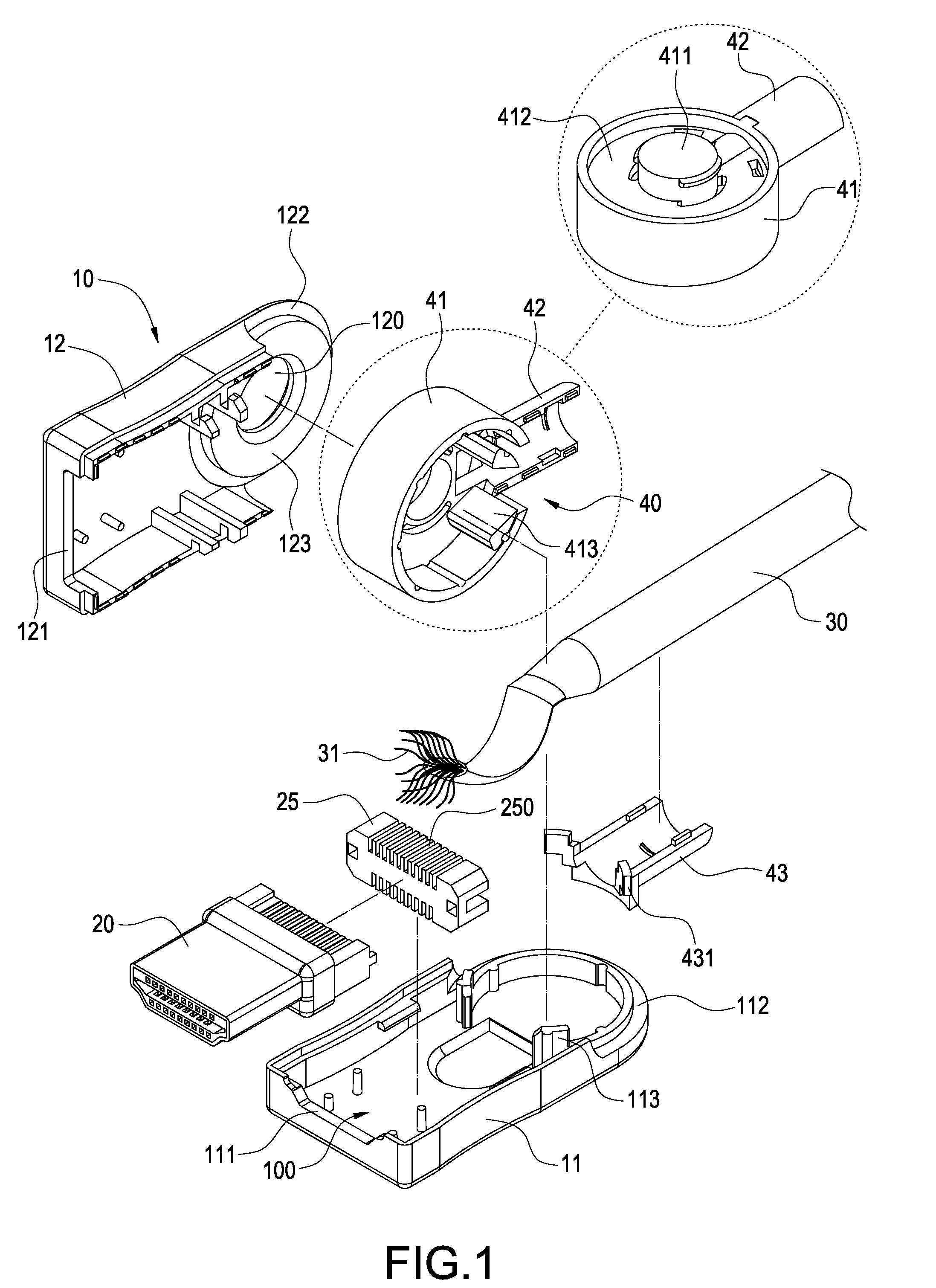 Transmission line with rotatable connector