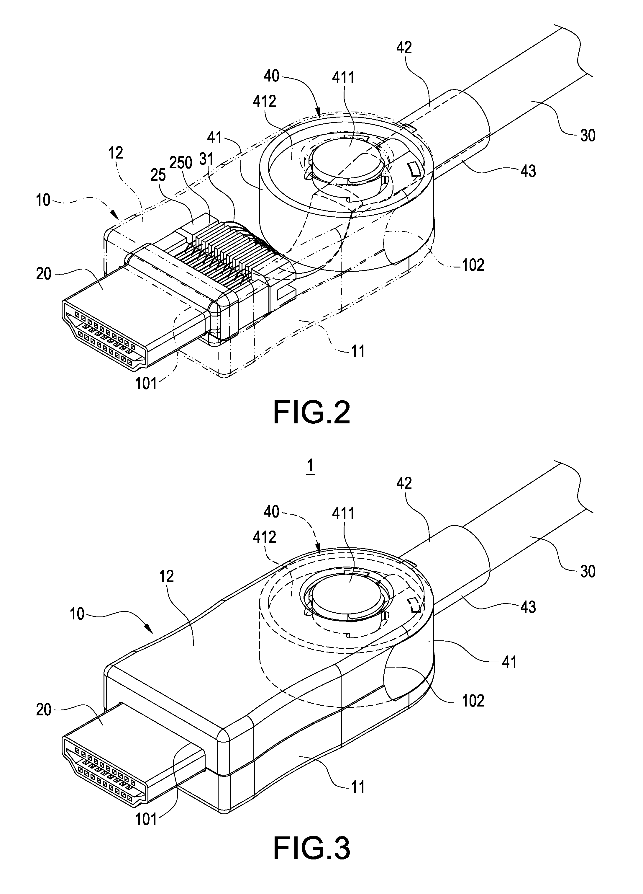 Transmission line with rotatable connector