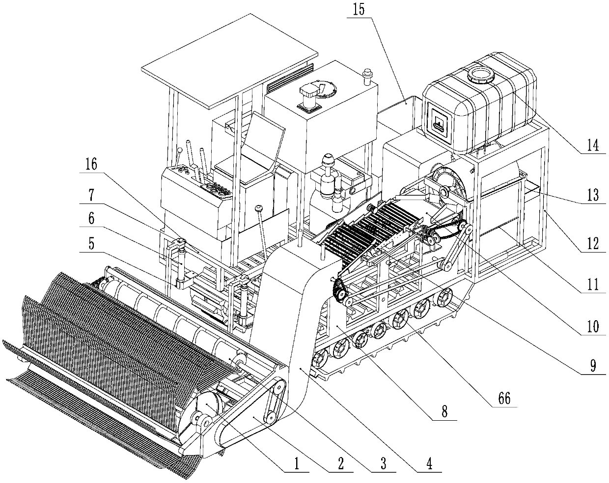 Caterpillar water chestnut combine harVester