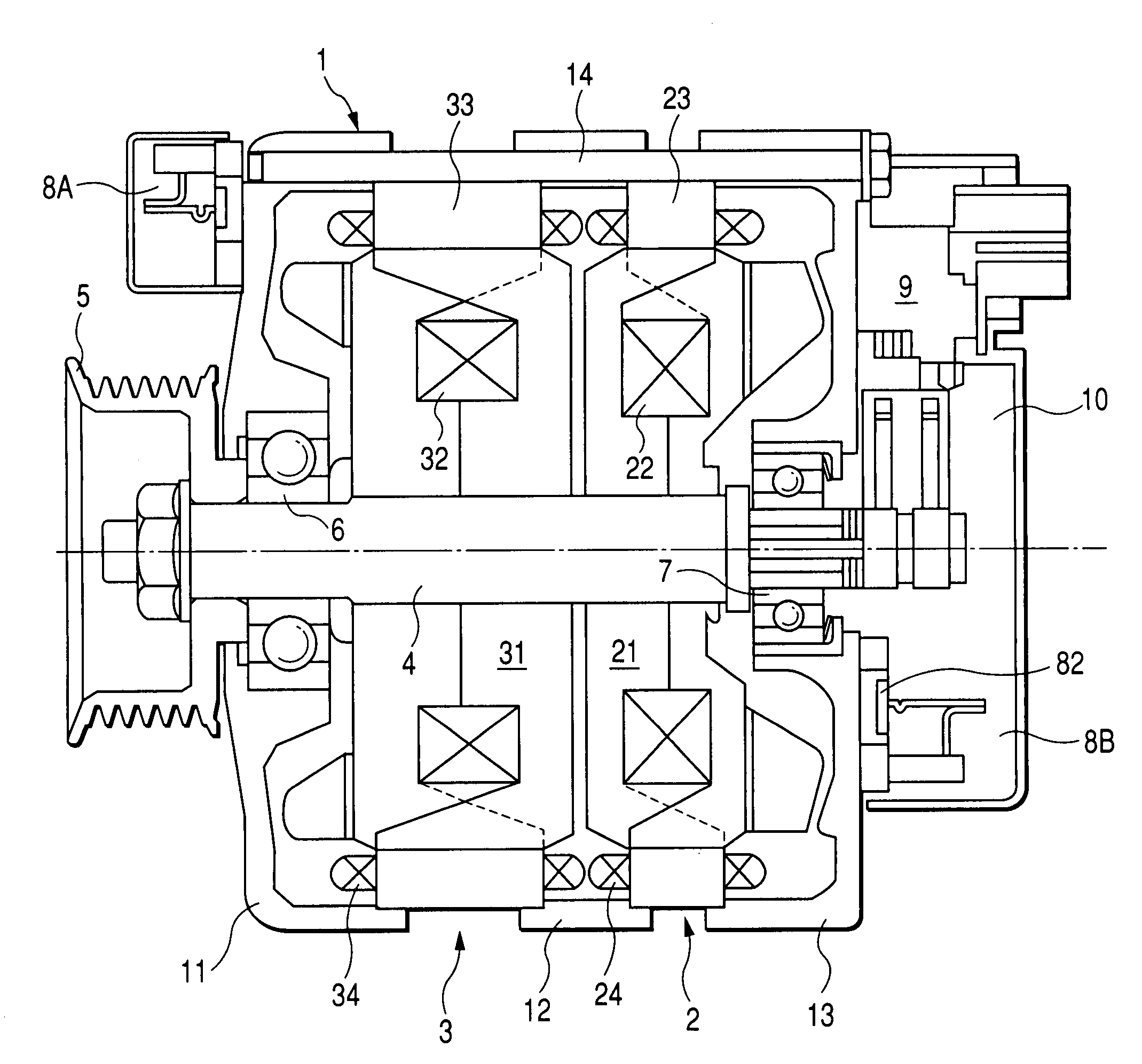 Tandem rotary electric machine