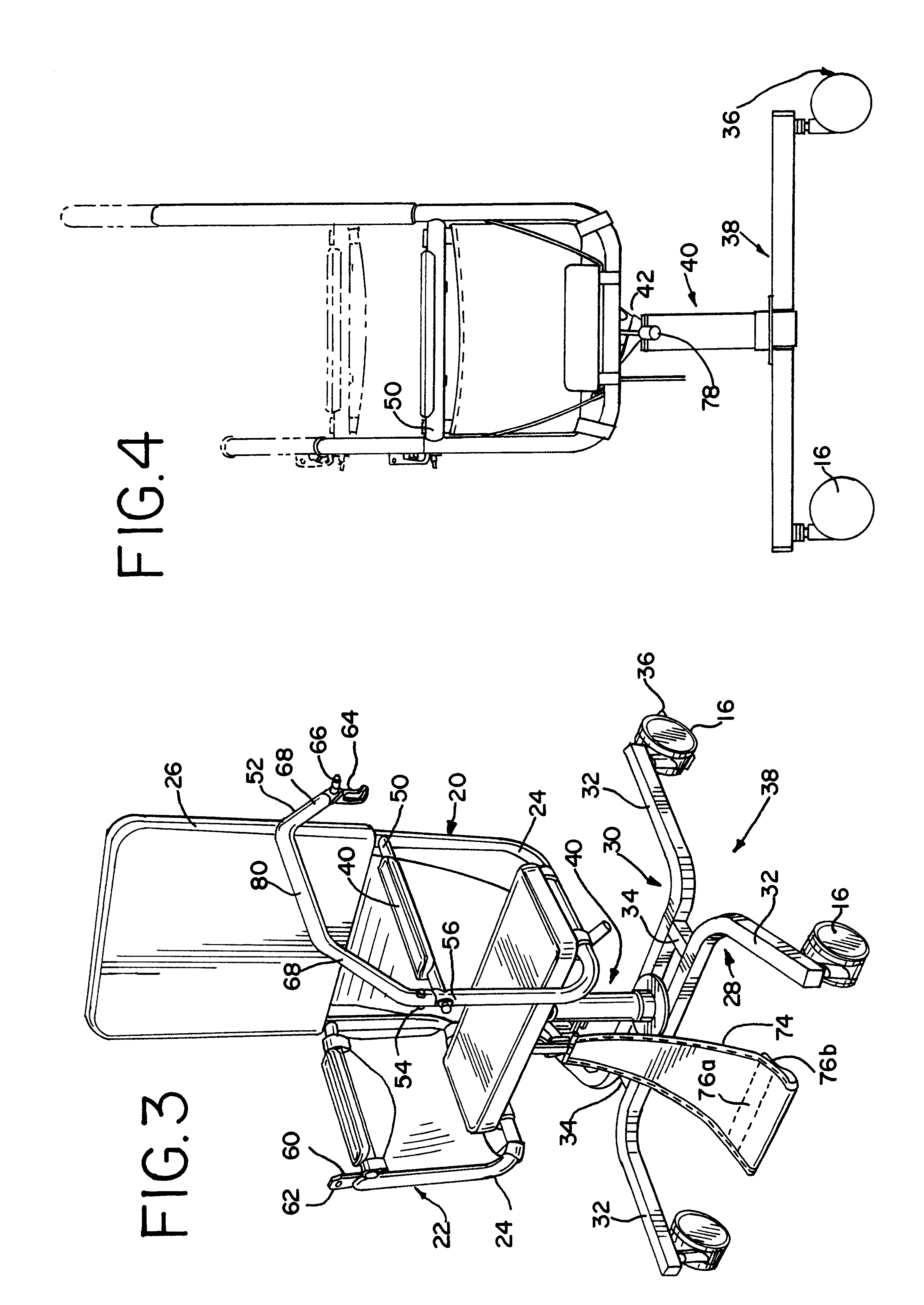 Wheeled height-adjustable rehabilitation chair