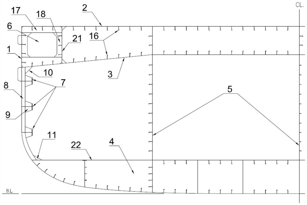 Ship body broadside structure of semi-submersible type multifunctional transporting, disassembling and assembling ship