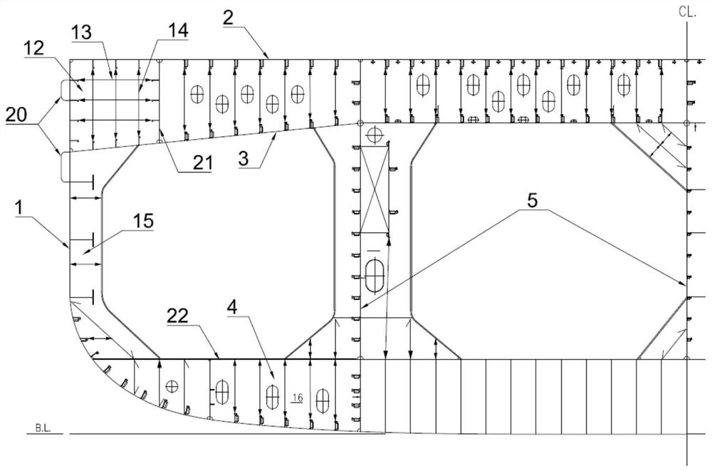 Ship body broadside structure of semi-submersible type multifunctional transporting, disassembling and assembling ship