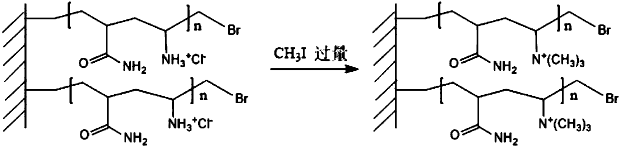 Quaternized polymer brush antibacterial material based on Si-ATRP (Surface-initiated Atom Transfer Radical Polymerization) method and preparation method of antibacterial material