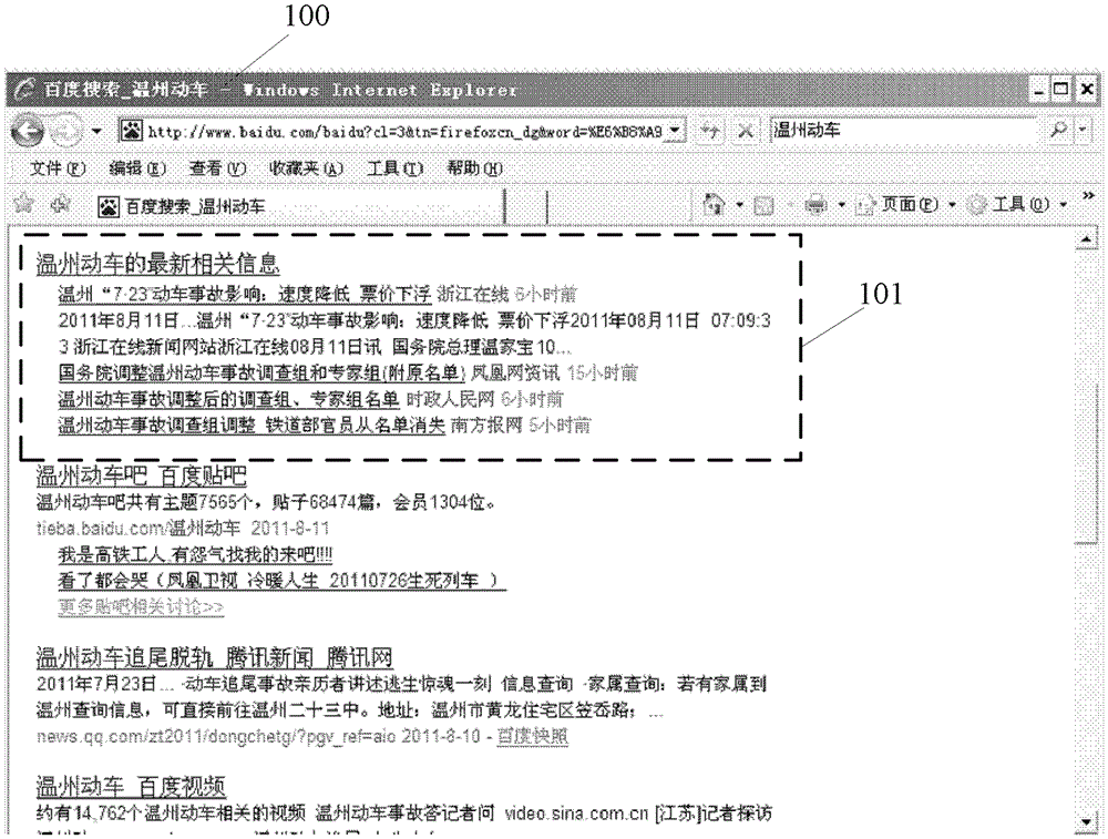 Method and device for displaying search results