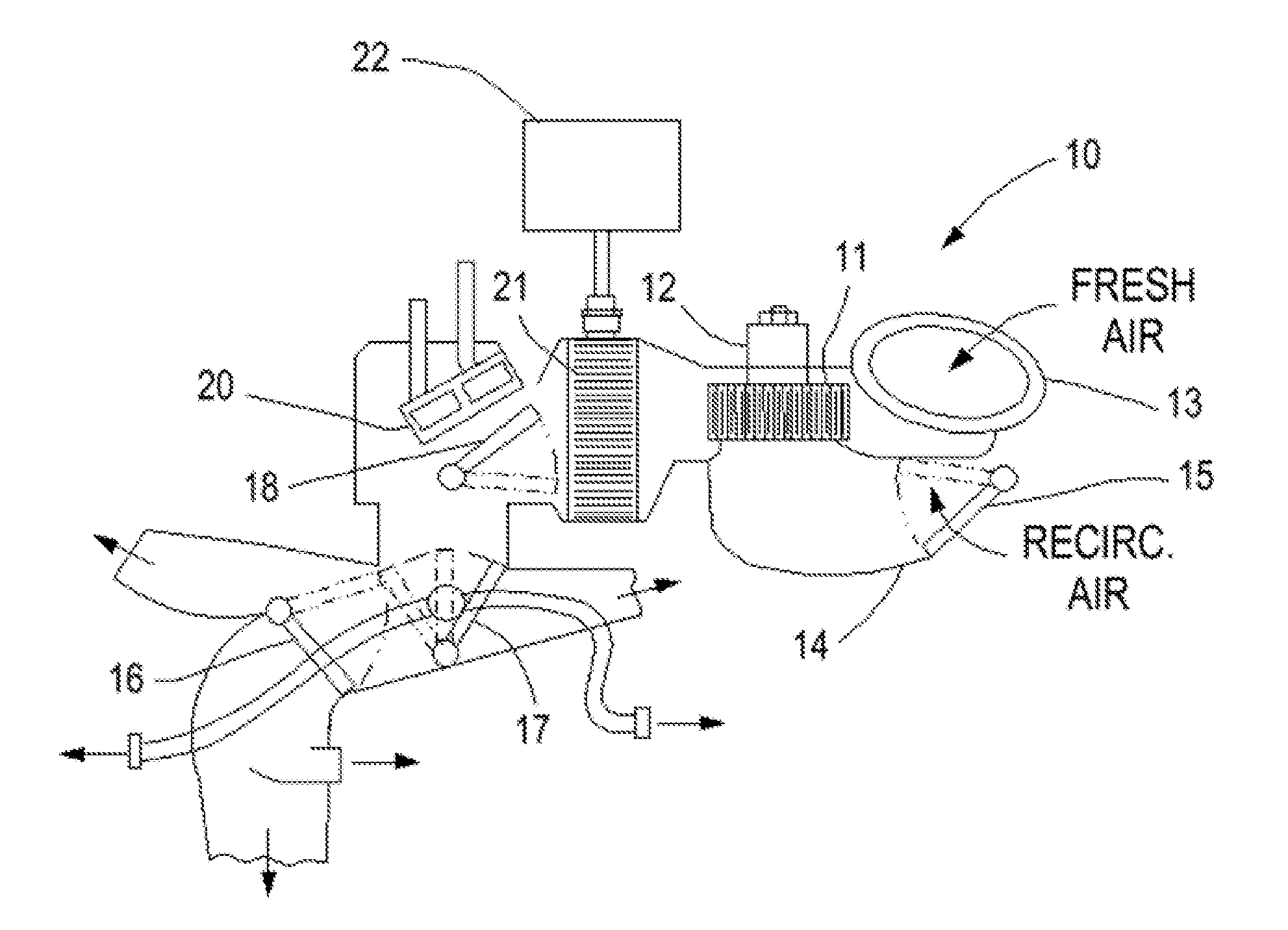 Vehicular HVAC system with modified air recirculation for start-stop engine