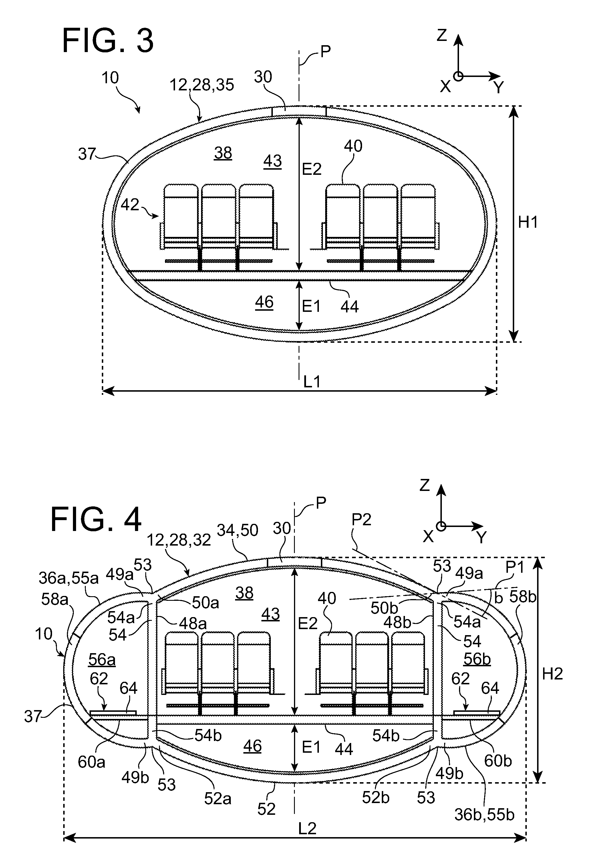 Airplane with a fuselage having side outgrowth delimiting storage spaces