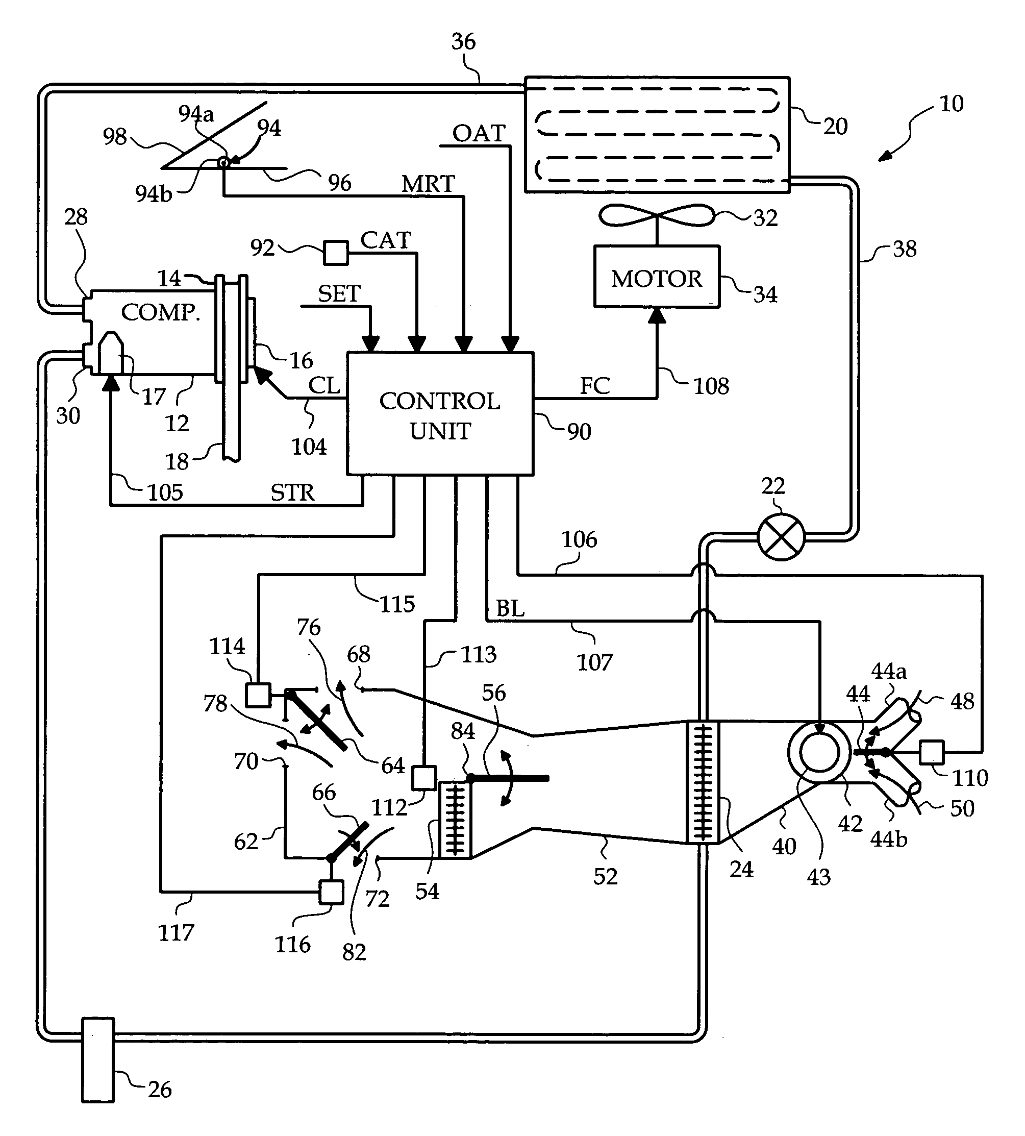 Solar radiation compensation method for a vehicle climate control