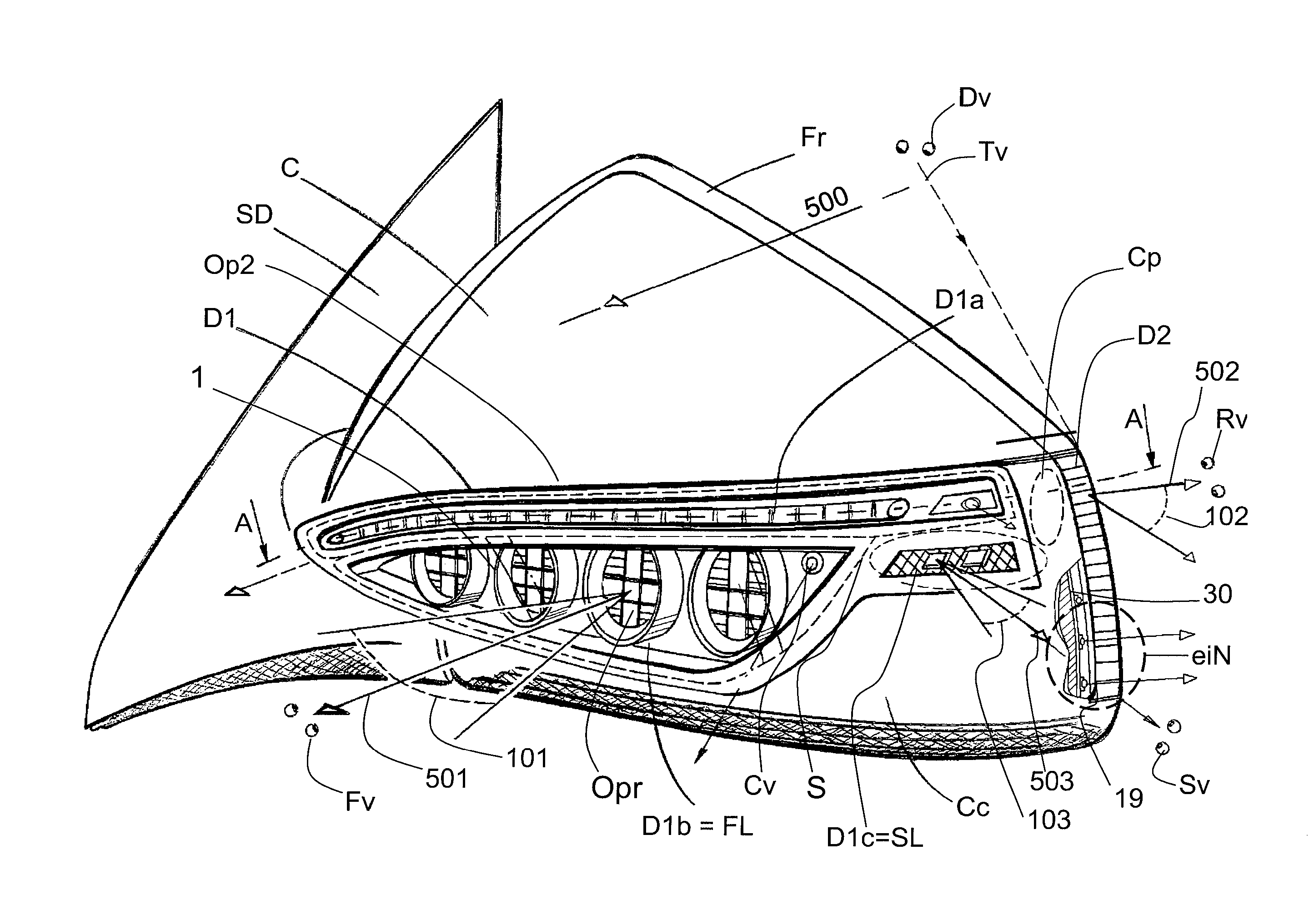 Rear-view mirror for a vehicle with a set of indicator lights