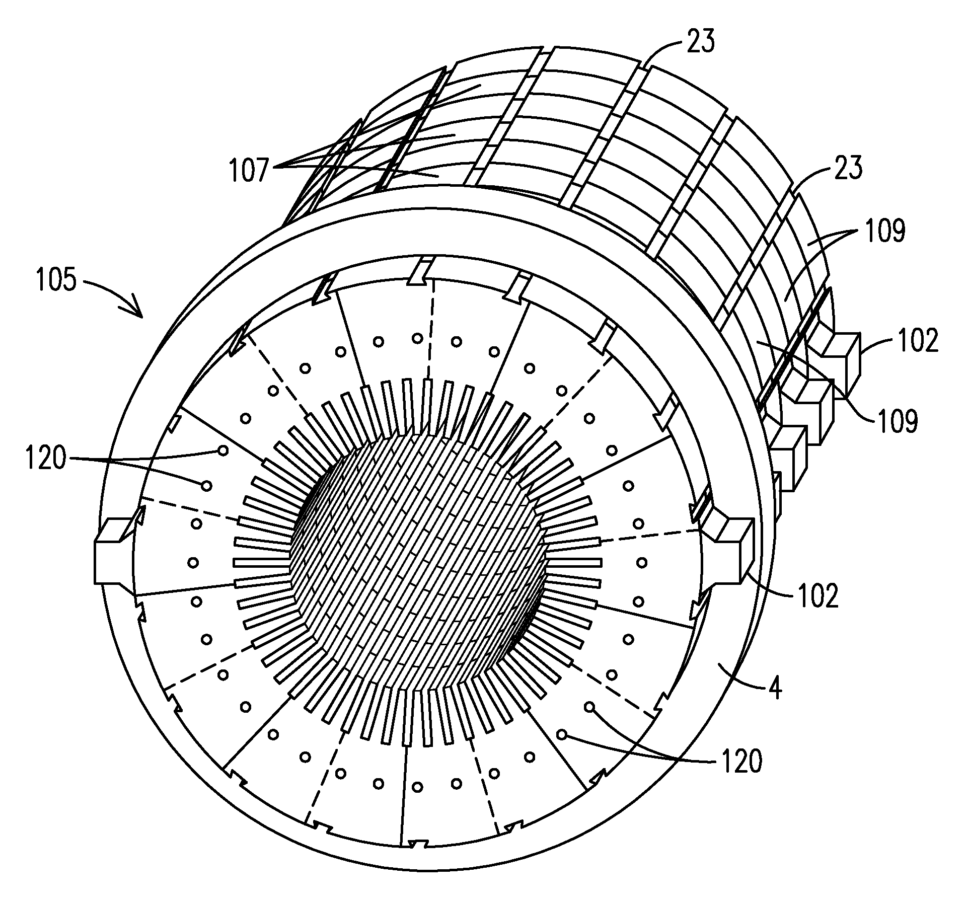 Turbine generator stator core attachment technique