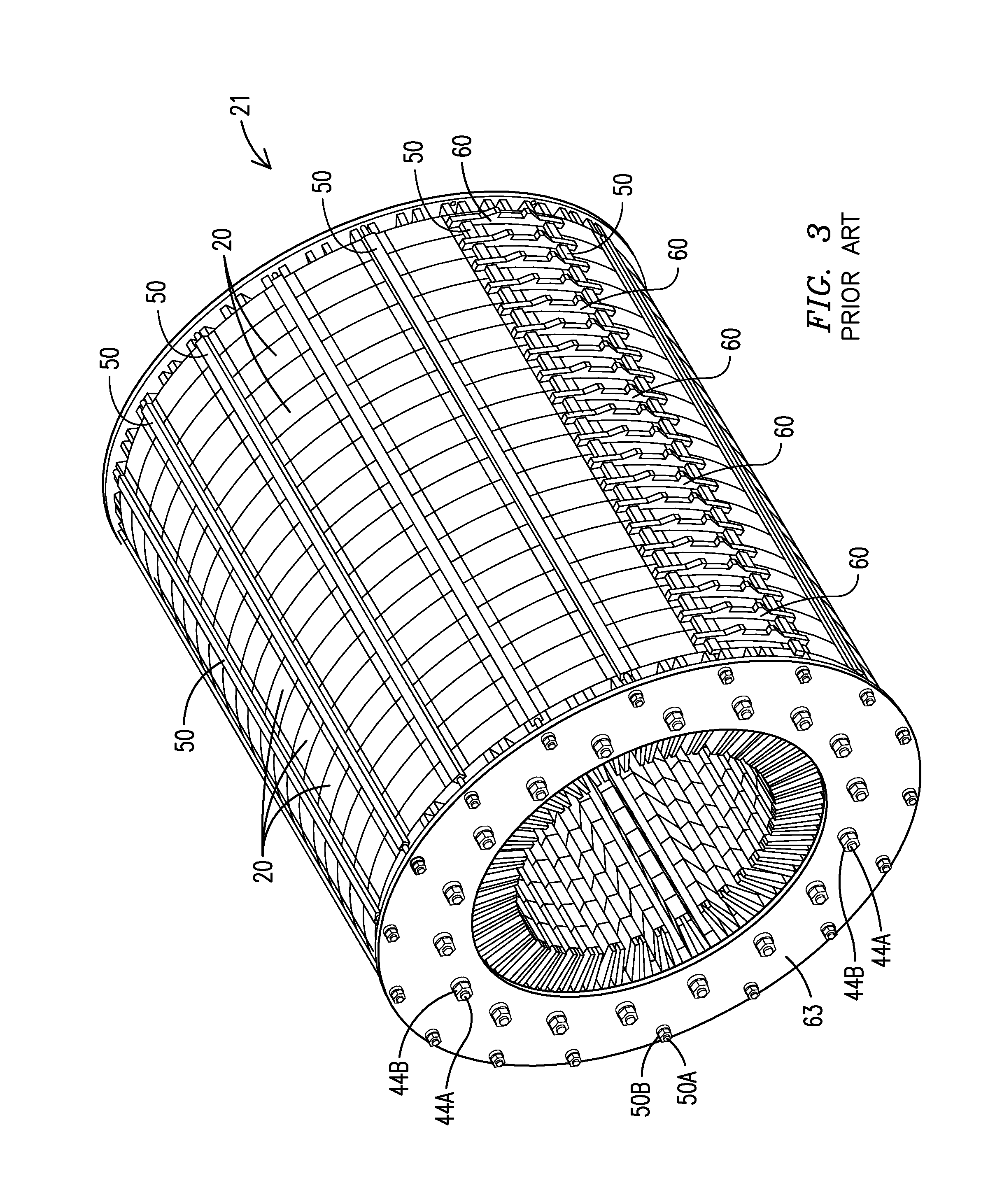 Turbine generator stator core attachment technique