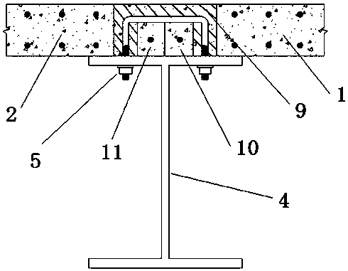 Steel-prefabricated concrete composite beam and manufacturing method thereof