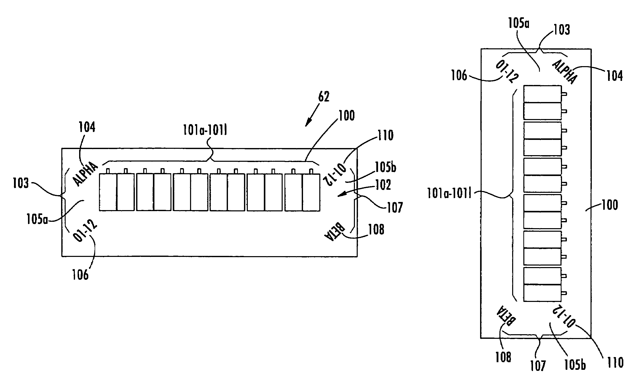 Optical fiber array connectivity system with indicia to facilitate connectivity in four orientations for dual functionality