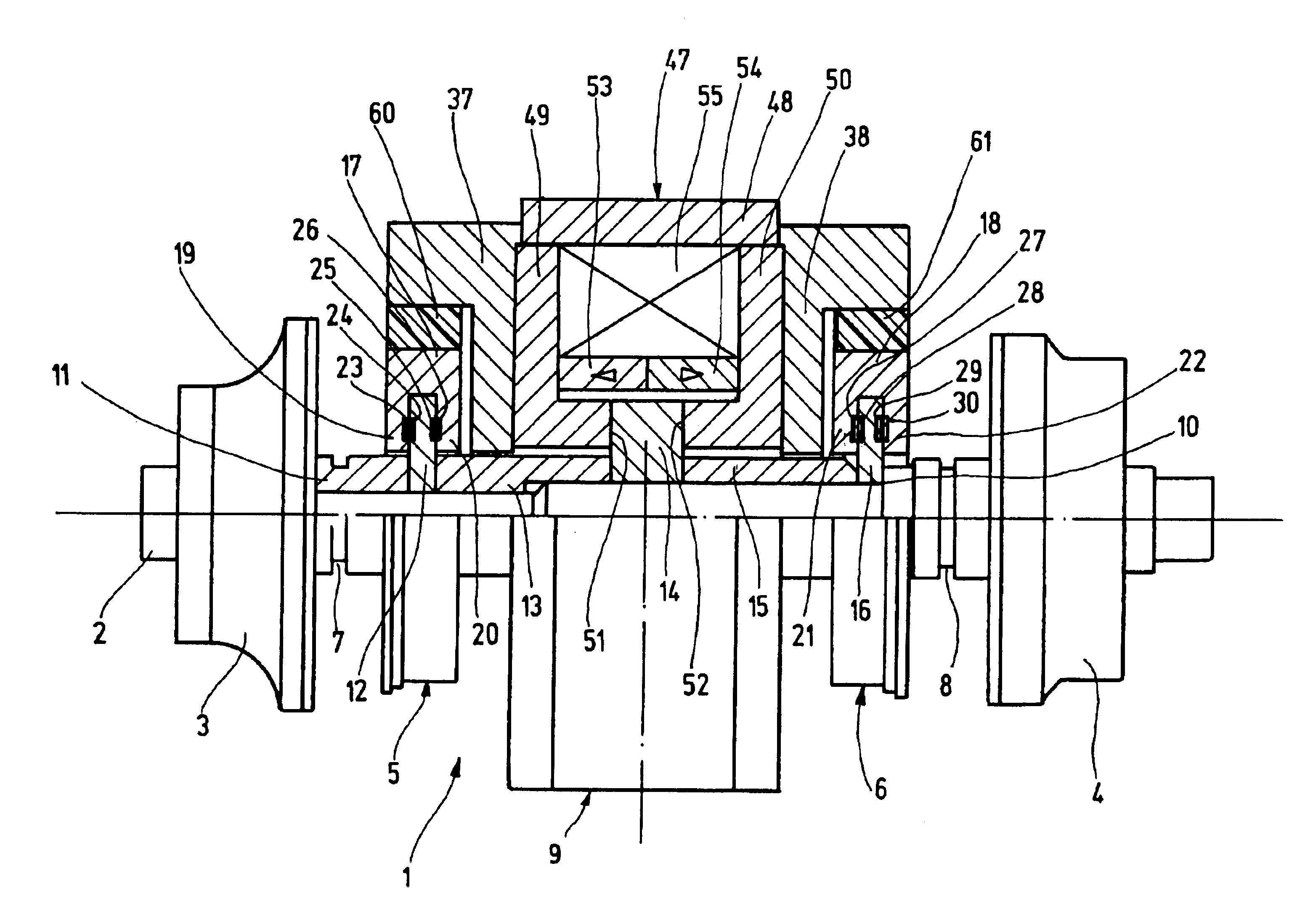 Turbocharger with magnetic bearing system that includes dampers