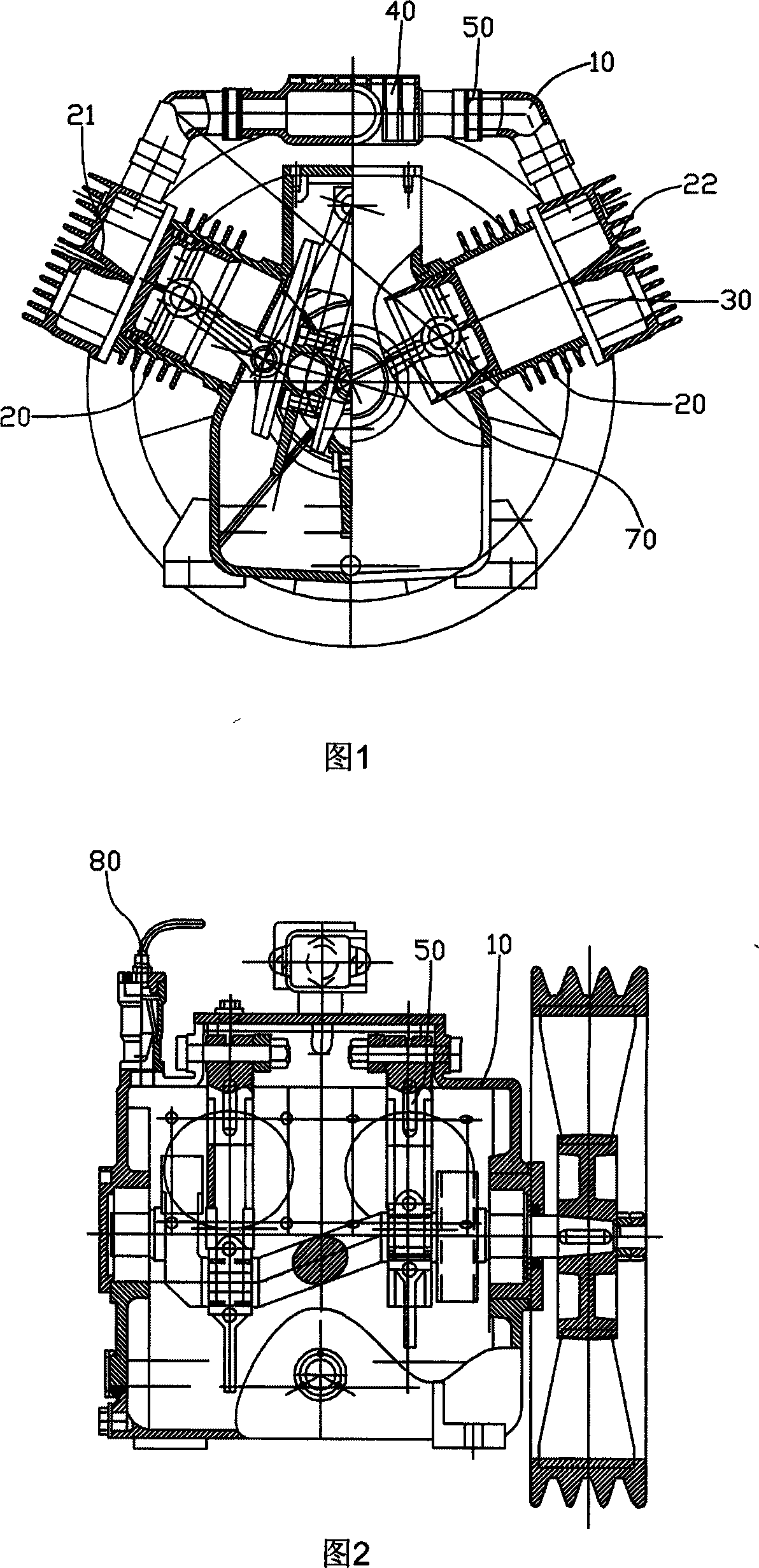 Reciprocating air compressor for V type structure micro, minitype motivation